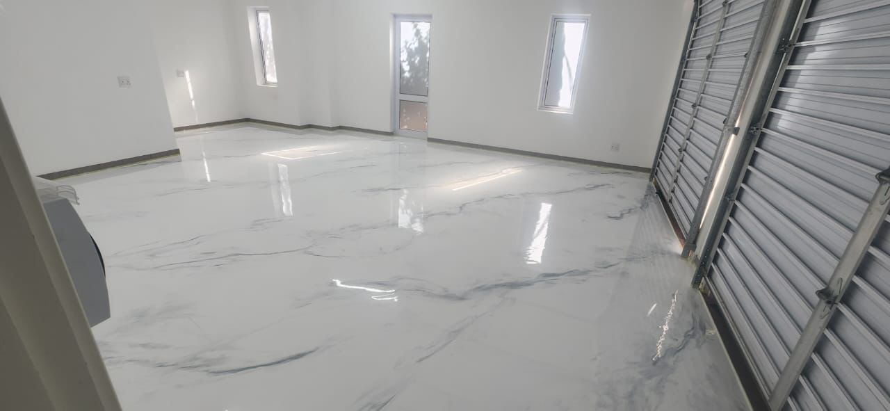 Marble-look epoxy flooring